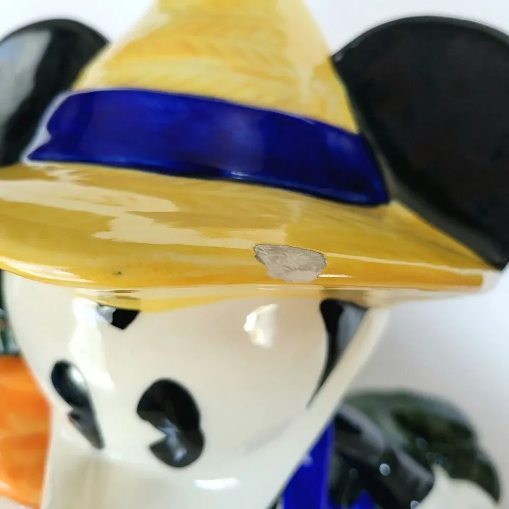 Vintage Mickey Mouse Carrot Farmer Cookie Jar Disney Treasure Craft - READ